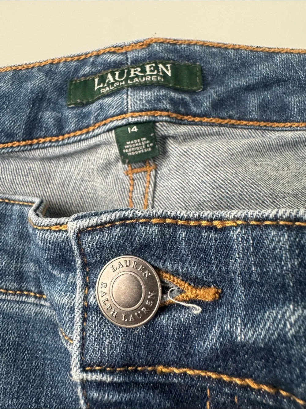 Lauren Ralph Lauren Modern Curvy Straight Denim Jeans Monogram Leather Patch 14